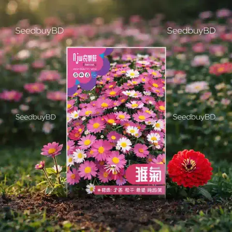 গোলাপি ডেইজি ফুলের বীজ (500+ Seeds)নরম রঙ, সহজ চাষ ও দীর্ঘ সময় ফোটে 1